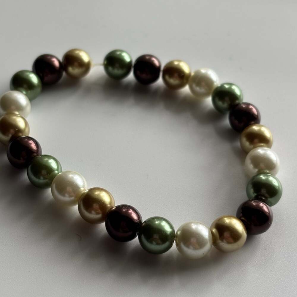 Multicolor Faux Pearl Beaded Stretch Bracelet